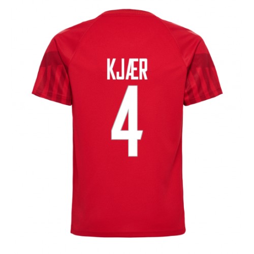 Danmark Simon Kjaer #4 Replika Hjemmebanetrøje VM 2022 Kortærmet
